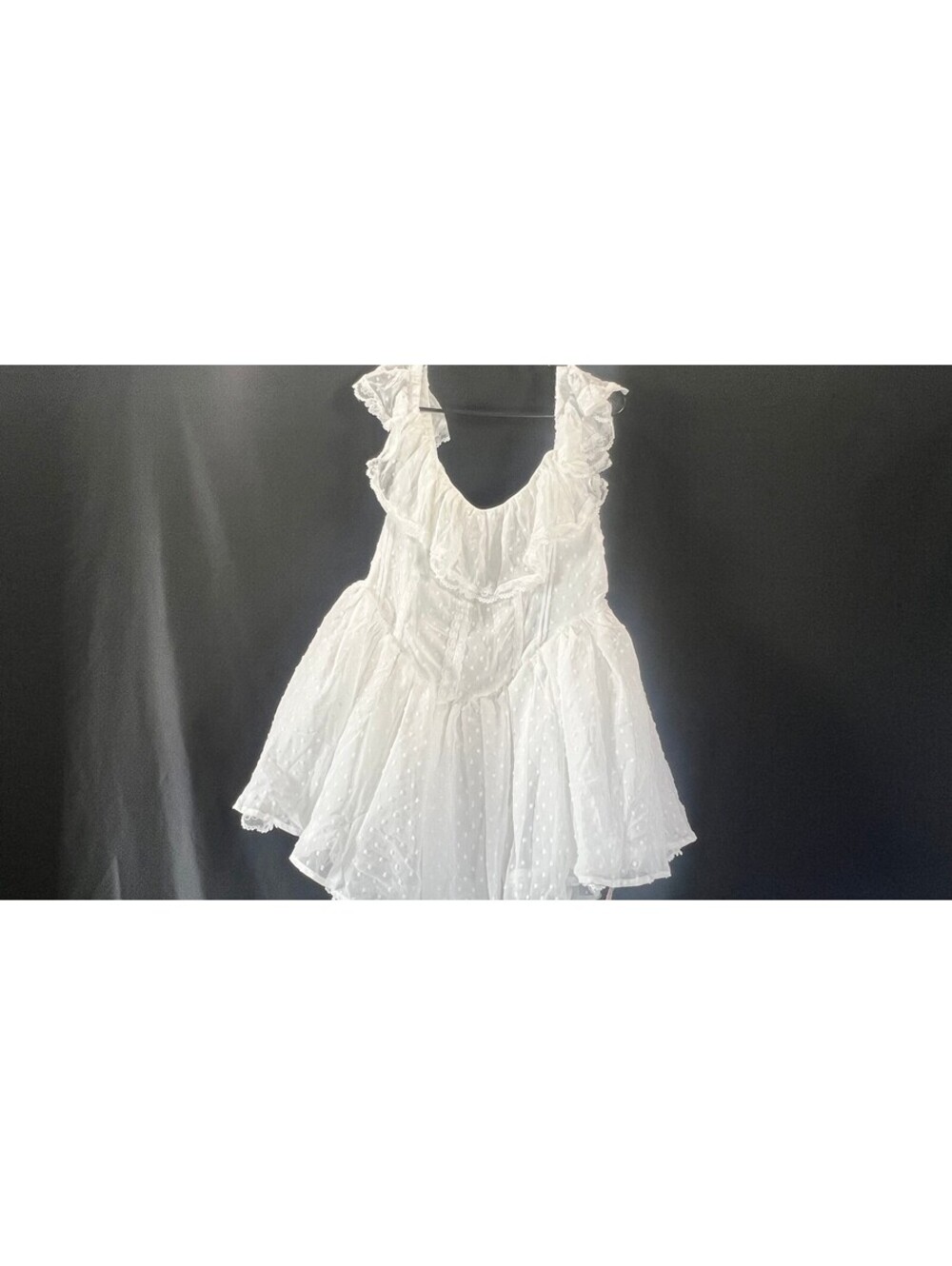 SHEIN BAE Curve White Swiss Dot Ruffle Mini Dress 2XL